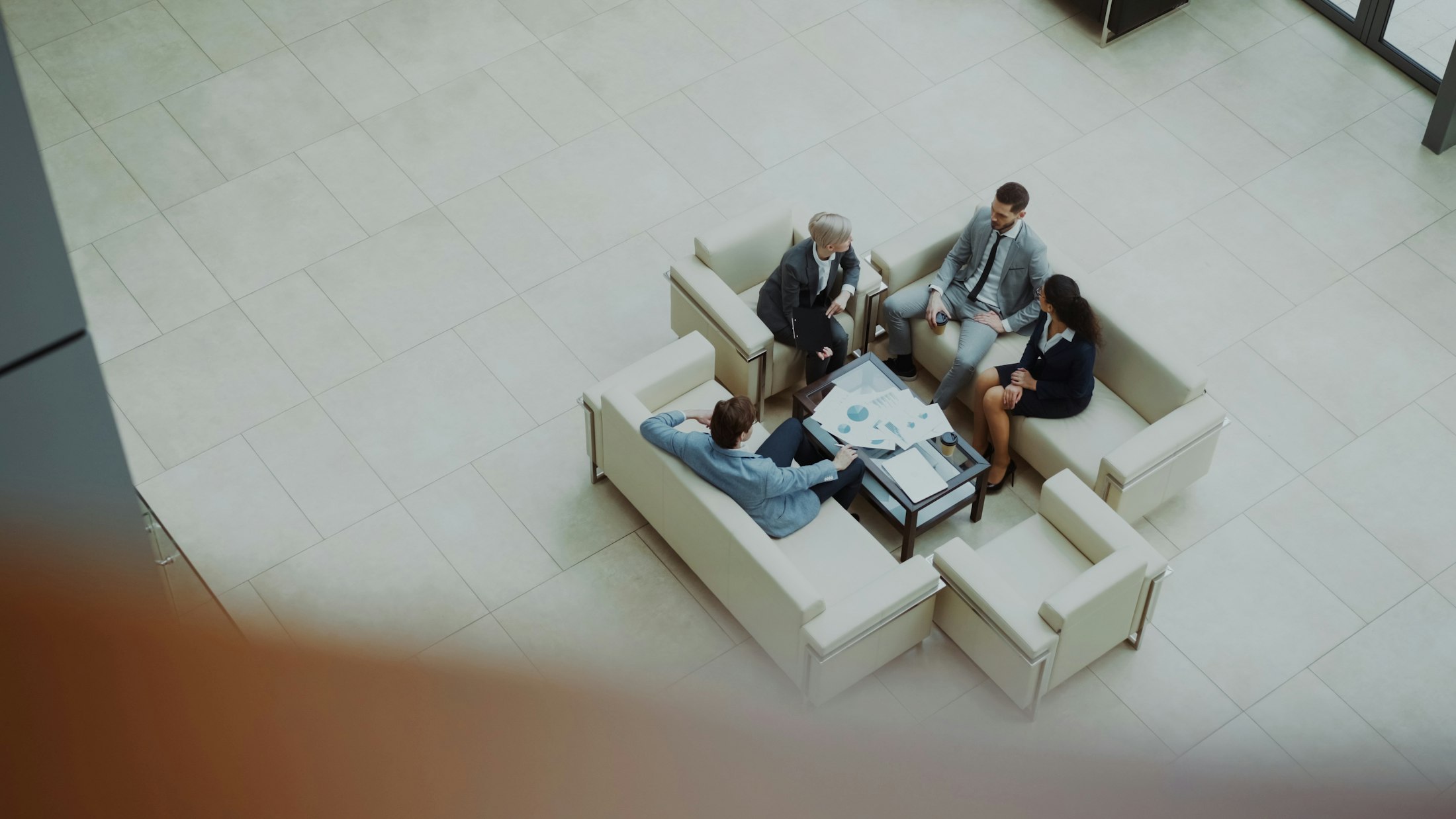 Executives collaborating in a modern enterprise workspace
